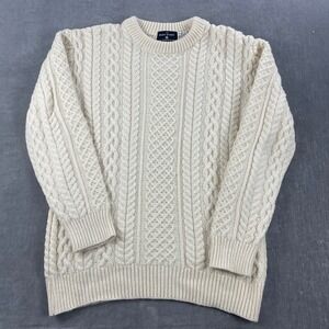 The Irish Store Mens Small Cream Sweater Merino Wool Cable Knit Aran Ireland